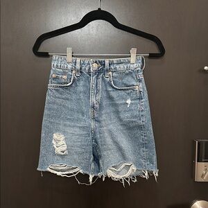H&M Light Blue Ripped Jean Shorts